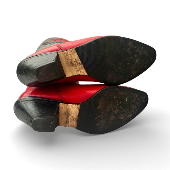 Vintage Leather Western Cowboy Cowgirl Boots Women’s 5-5.5 Flame Rodeo Country - Picture 8 of 14